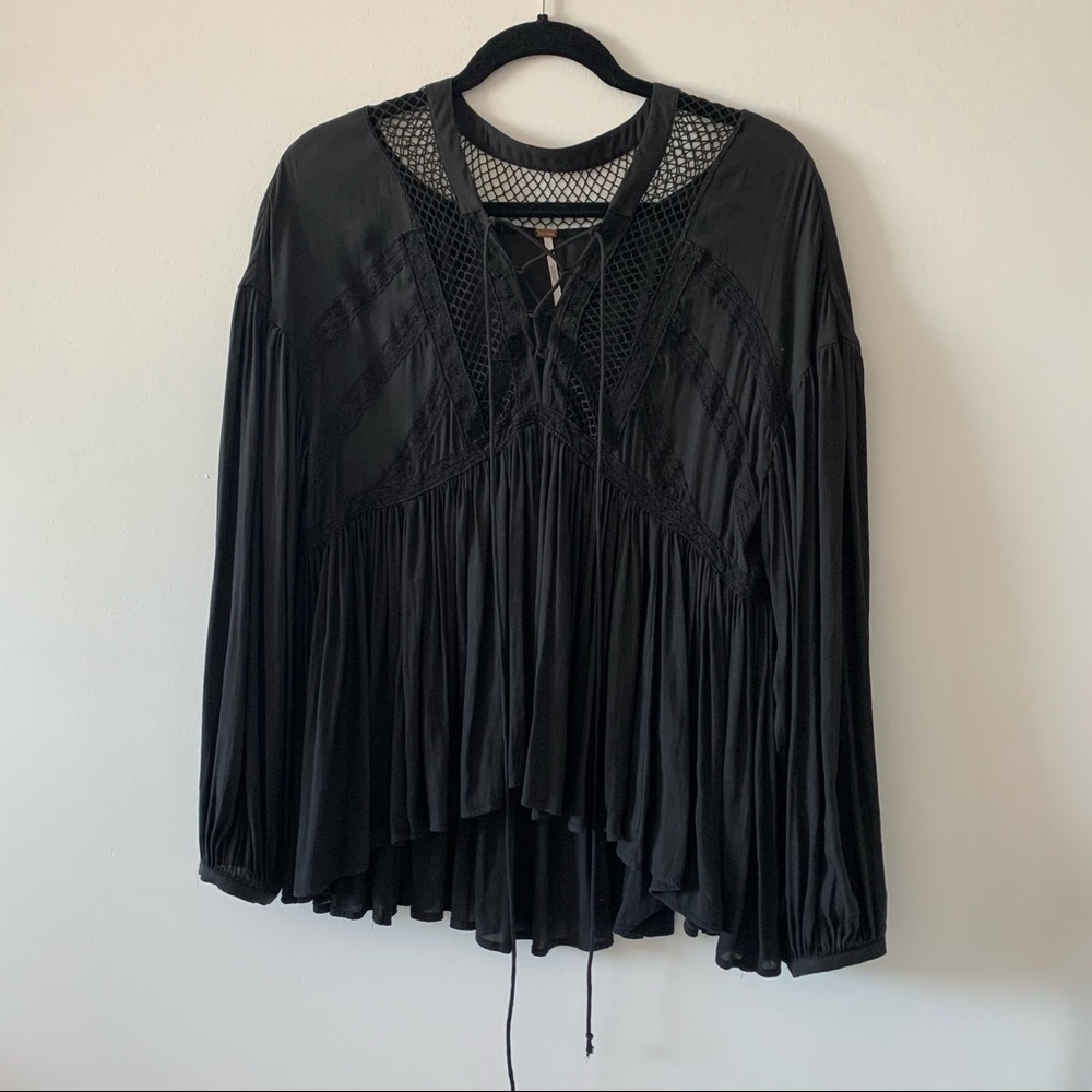 Free People boho peasant blouse top size small